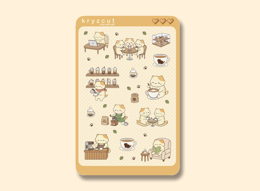 Cozy Cafe Cats Sticker Sheet
