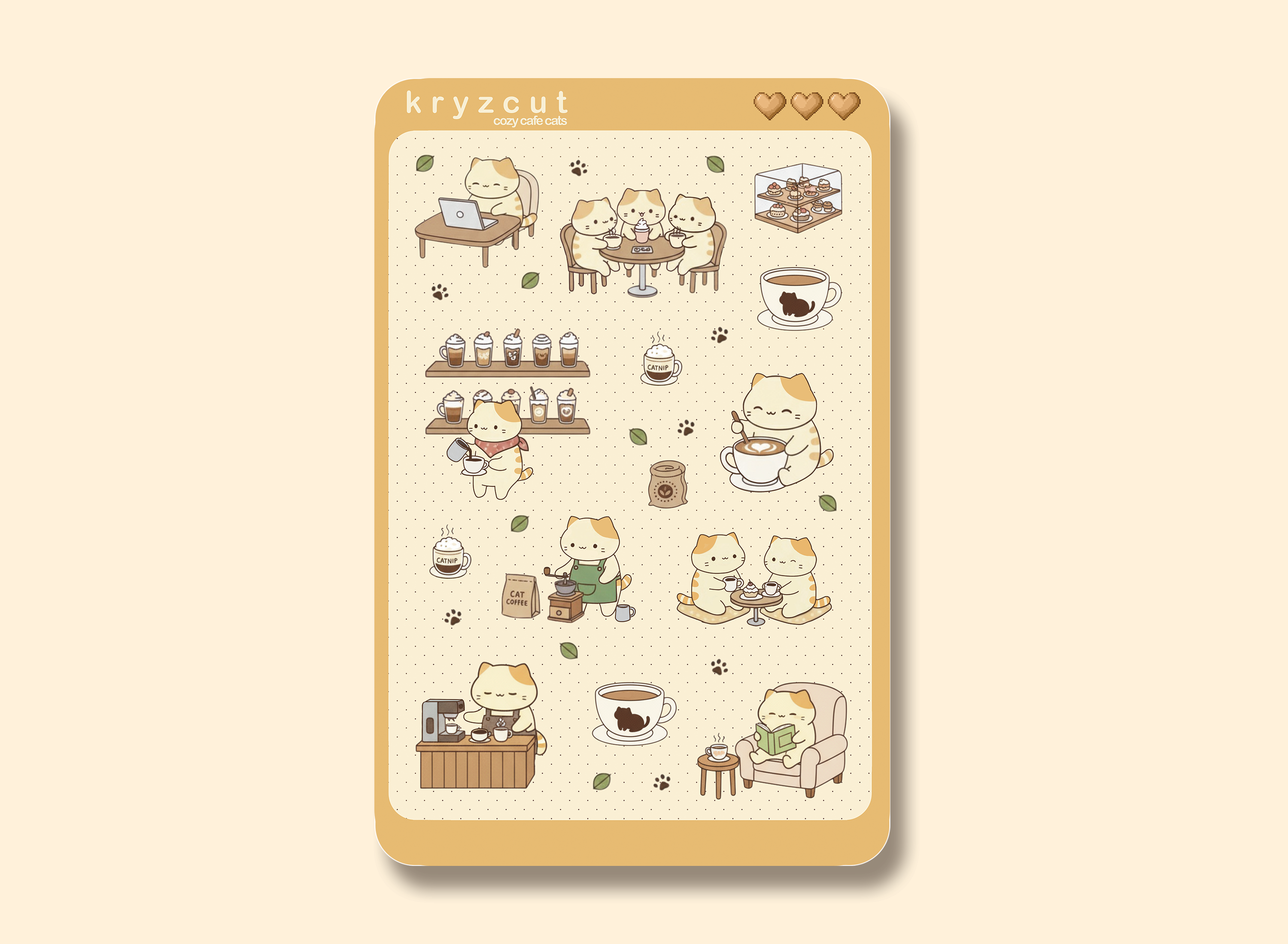 Cozy Cafe Cats Sticker Sheet