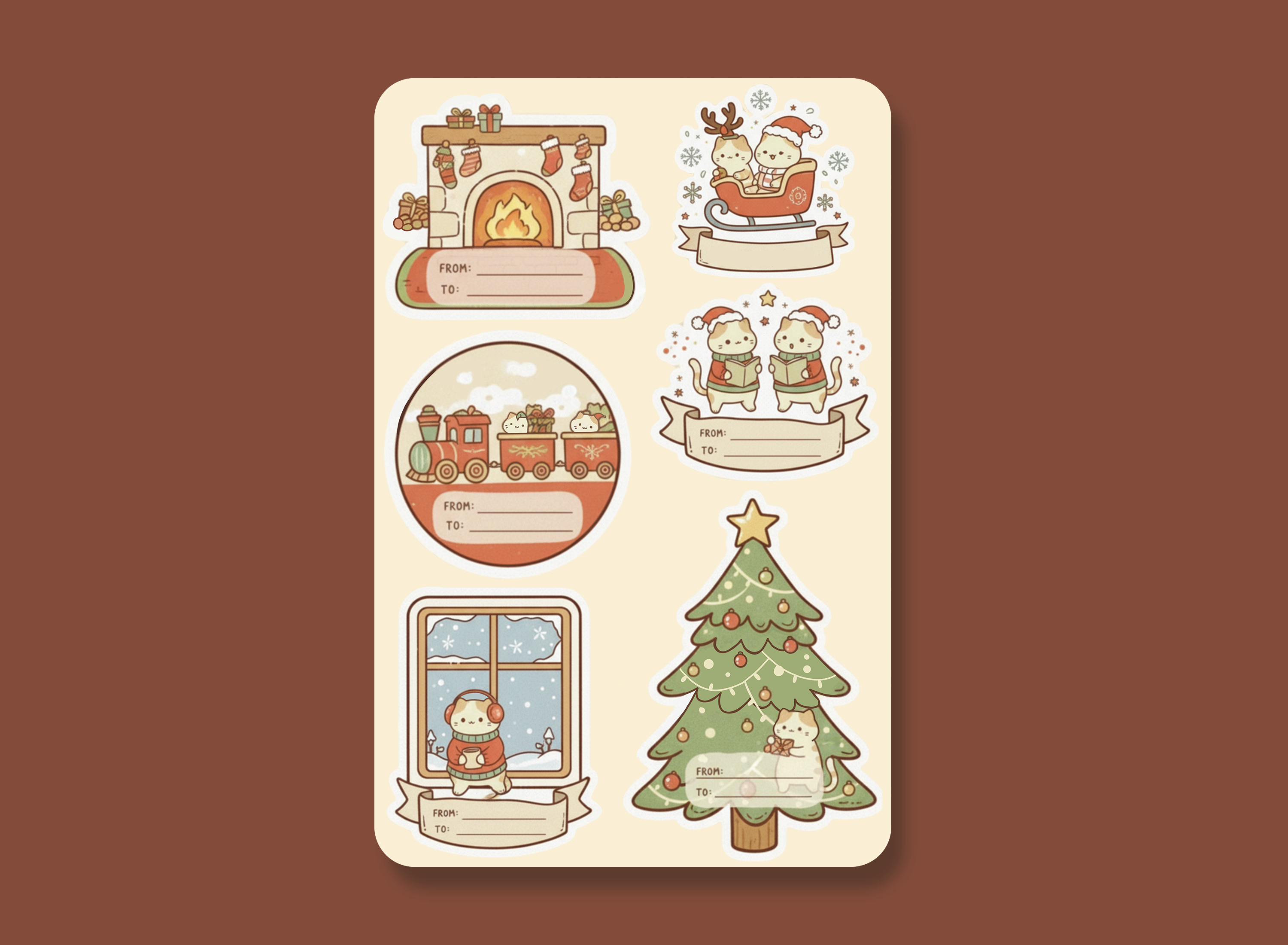 Holiday Gift Labels Cat Stickers
