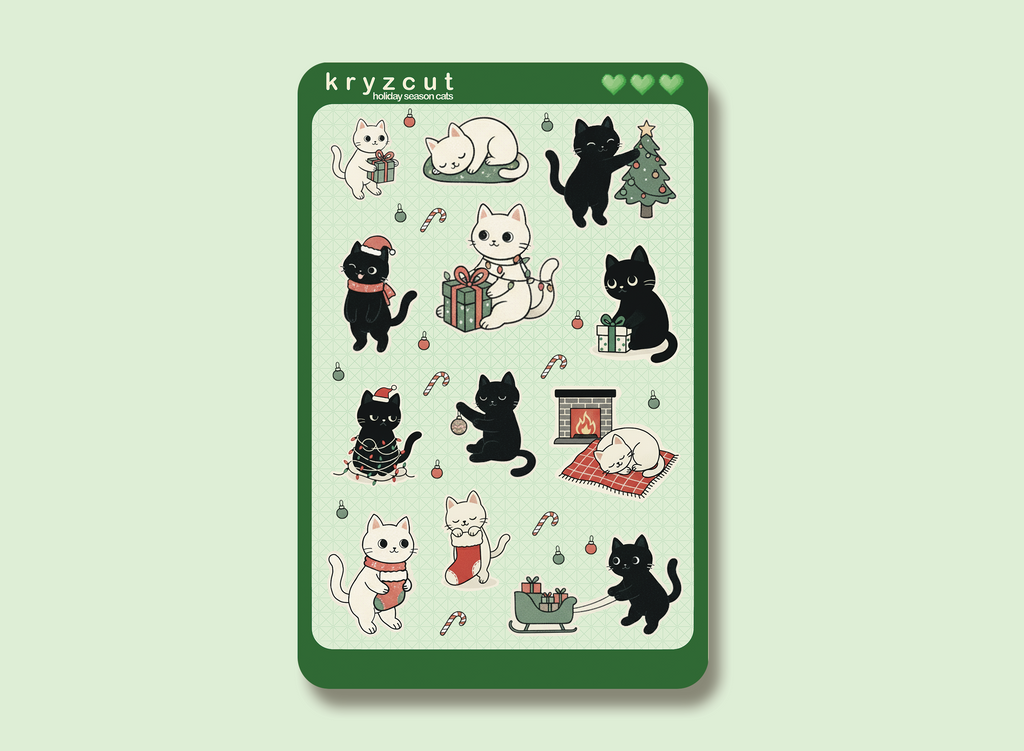 Holiday Season Cats Sticker Sheet