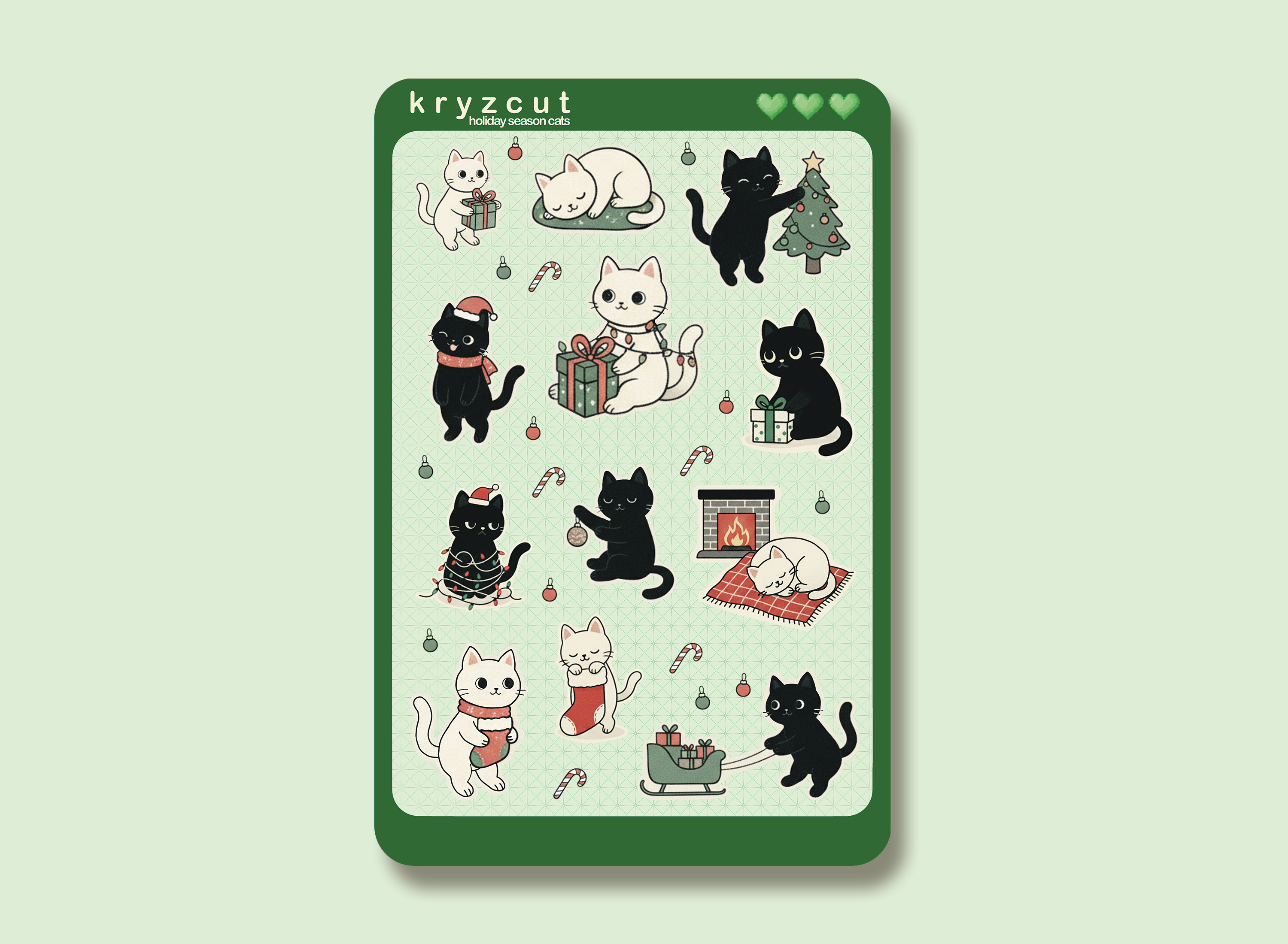 Holiday Season Cats Sticker Sheet