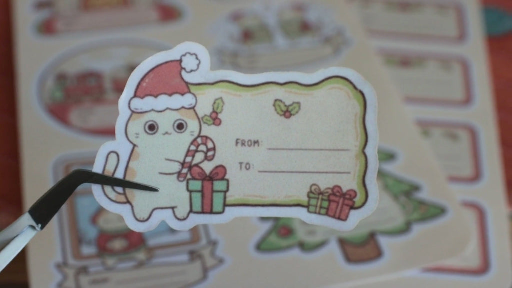 Holiday Gift Labels Cat Stickers