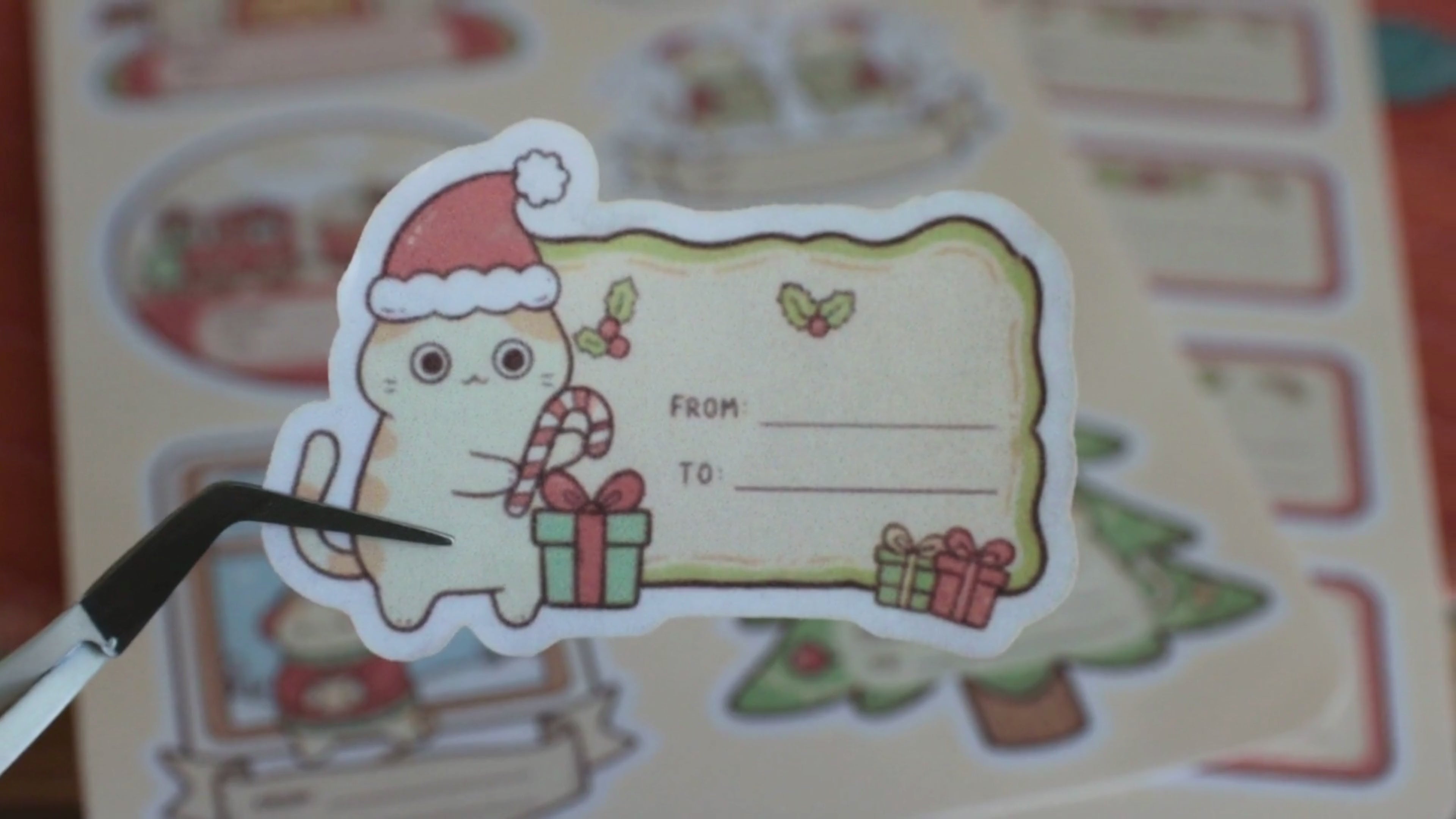 Holiday Gift Labels Cat Stickers