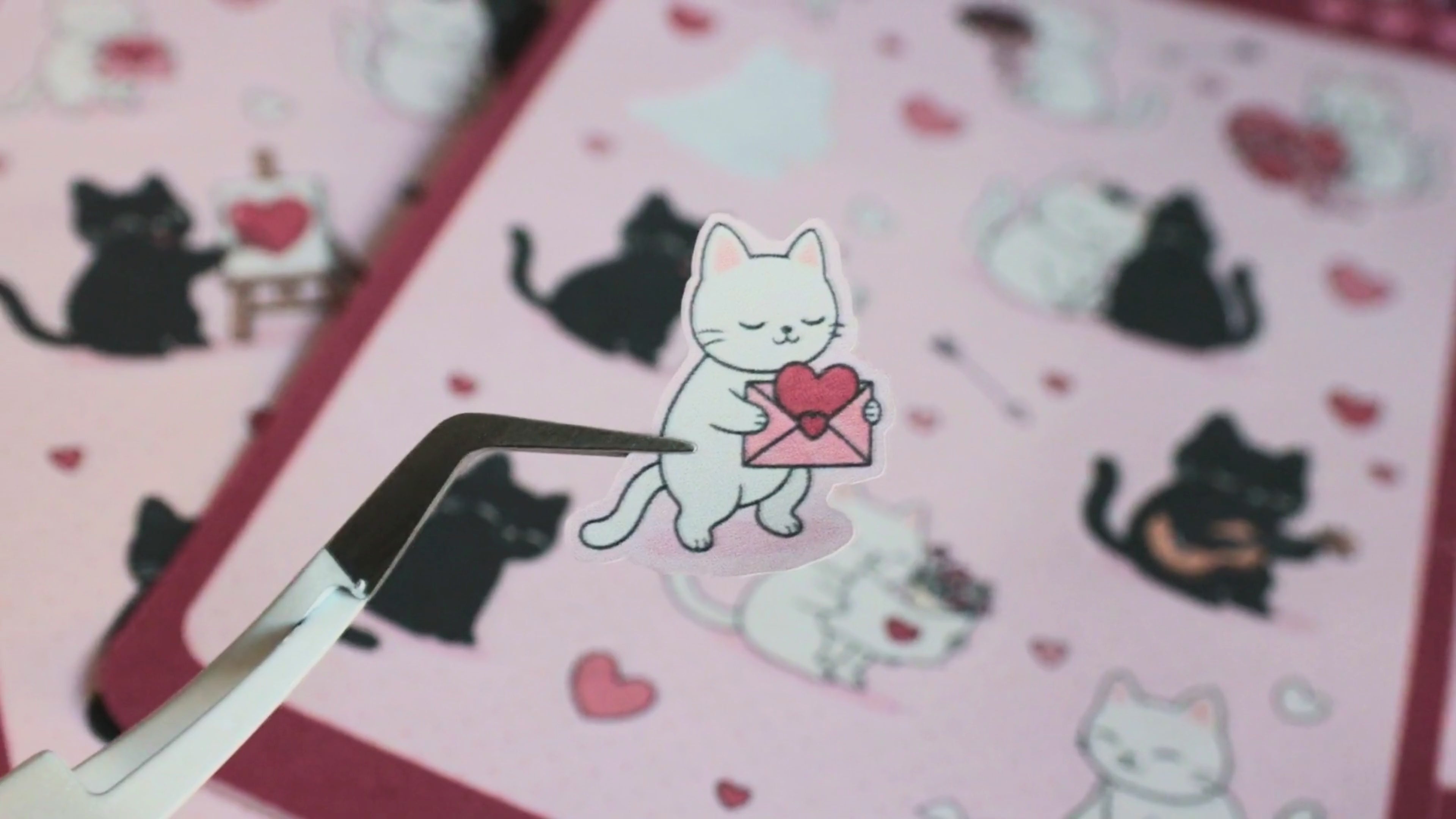 Valentines Cats Sticker Sheet